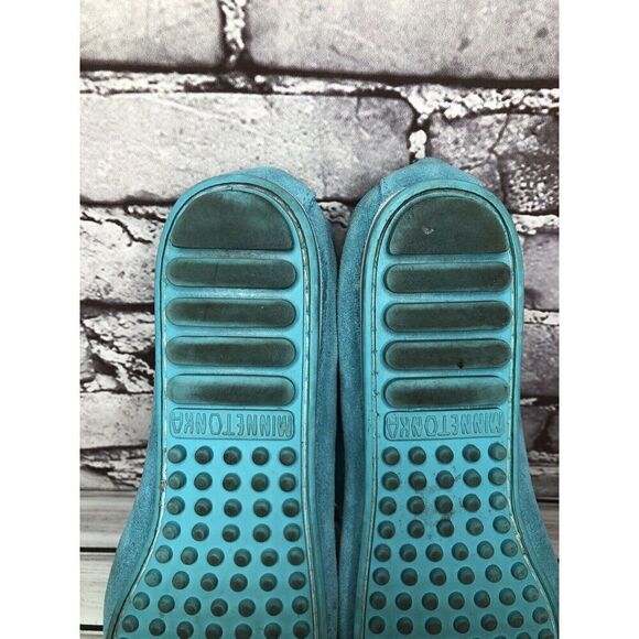 Minnetonka Kilty Turquoise Suede Leather Moccasins Driving Shoes Women Sz 7.5M - Picture 16 of 16